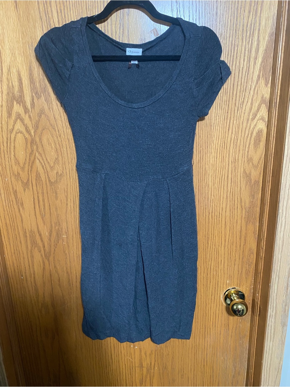Charcoal Scoop Neck Knit Dress with pockets